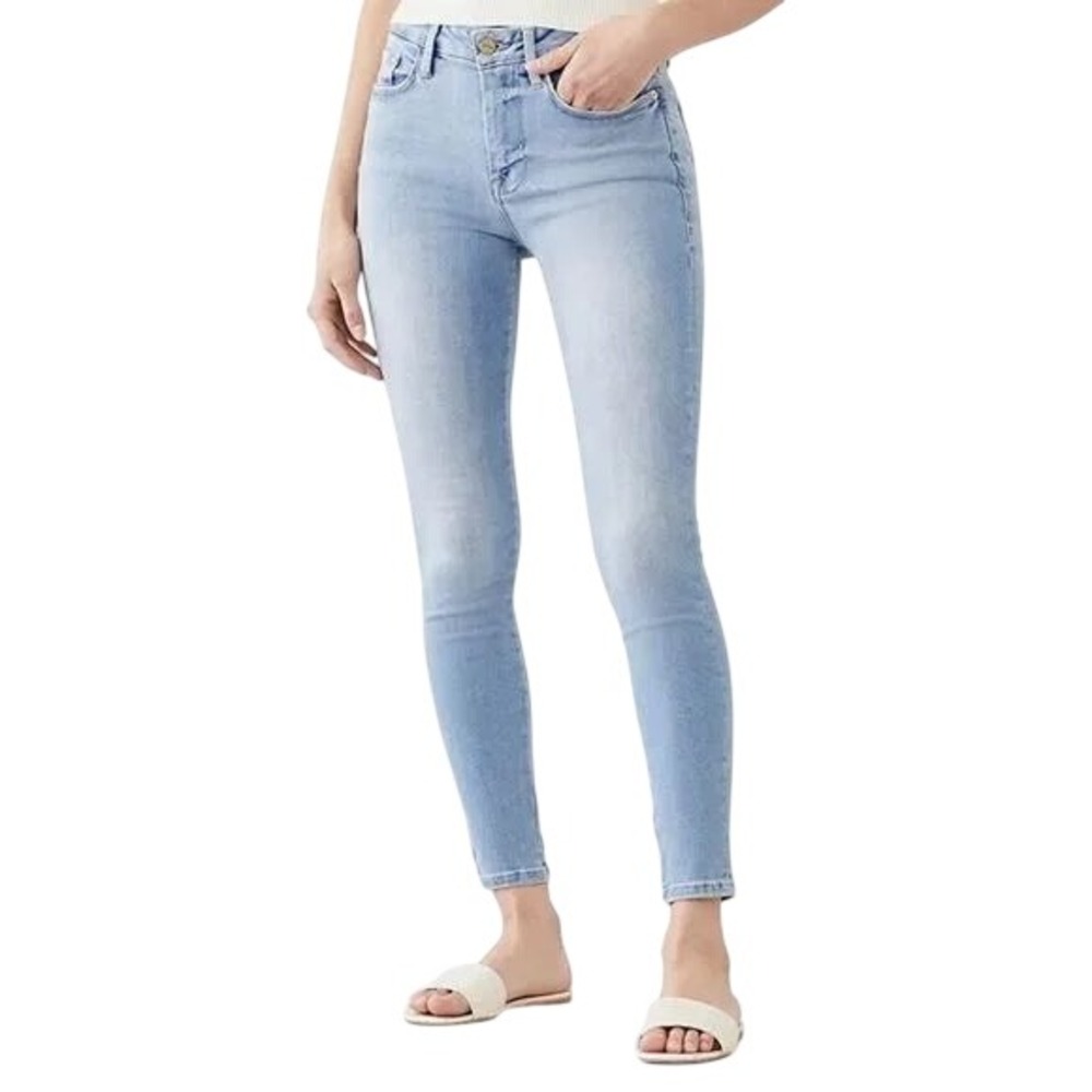 FRAME Le One Skinny Mid Rise Jeans Light‎ Wash Size 2 Stretch Denim